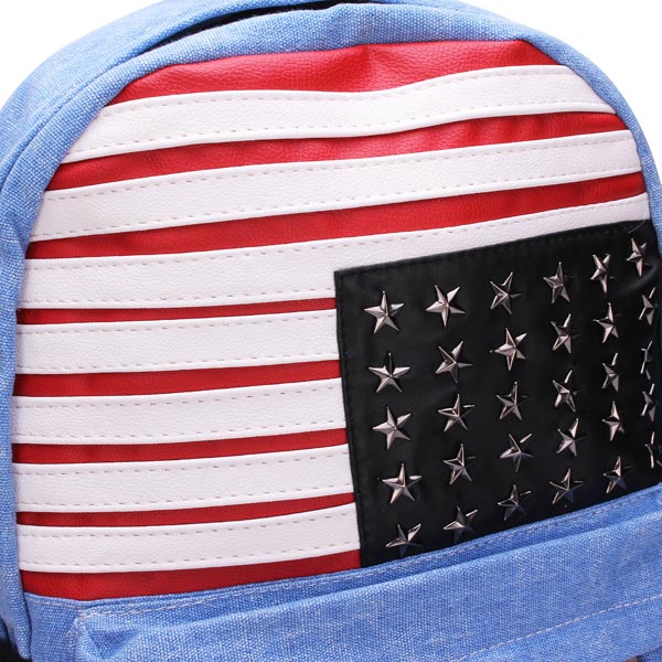 Fashion Unisex USA Flag Canvas Backpack Boy/Girls Students Schoolbag